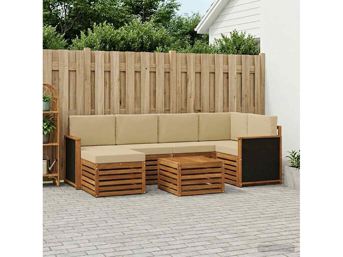 Vidaxl Conjunto De Sofás Para Exterior 6 Unid. Natural