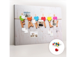 Painel De Cortiça Para Parede Inscrição "família" Para A Sala De Estar Espelharte (140x100 Cm)