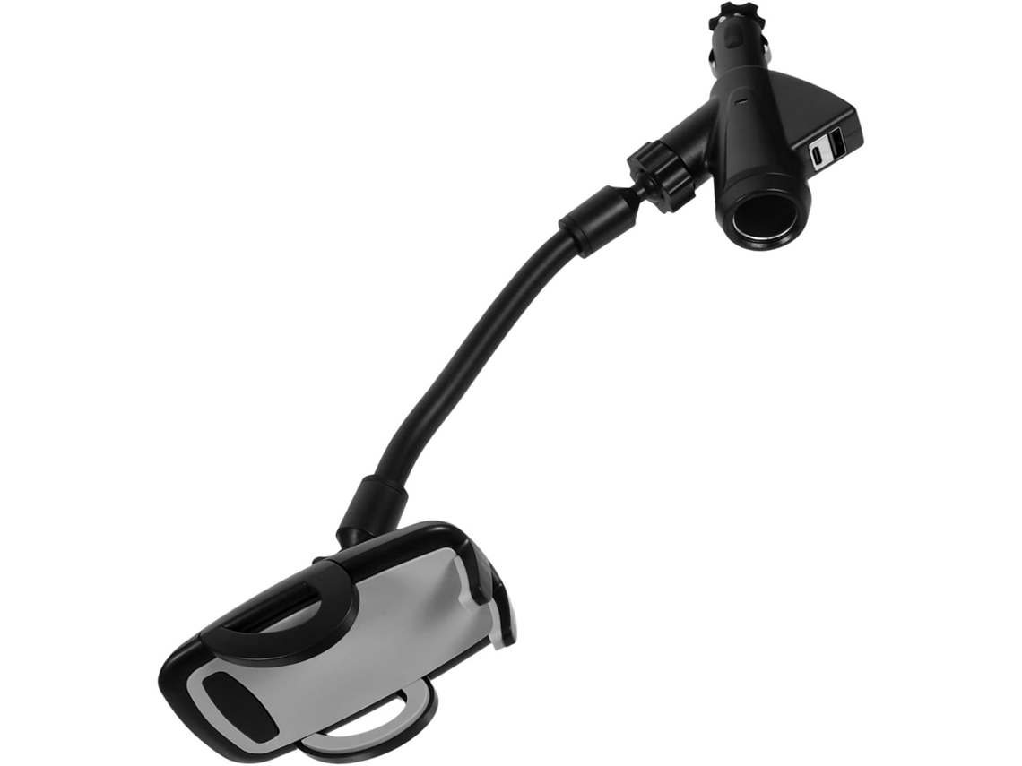 Suporte Para Celular Veicular Com Duas Portas Usb, Plástico Preto