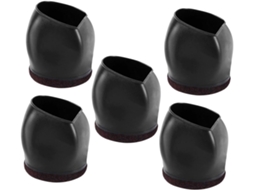 Shineofi Conjunto De 5-protetores Pés Cadeira Em Tpe Preto Com Design Espesso Para Cadeiras Escritório, Antiderrapantes