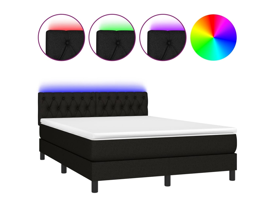 Box Spring Bed, Box Spring Beds Vidaxl Preto Tecido (140 X 200 Cm)