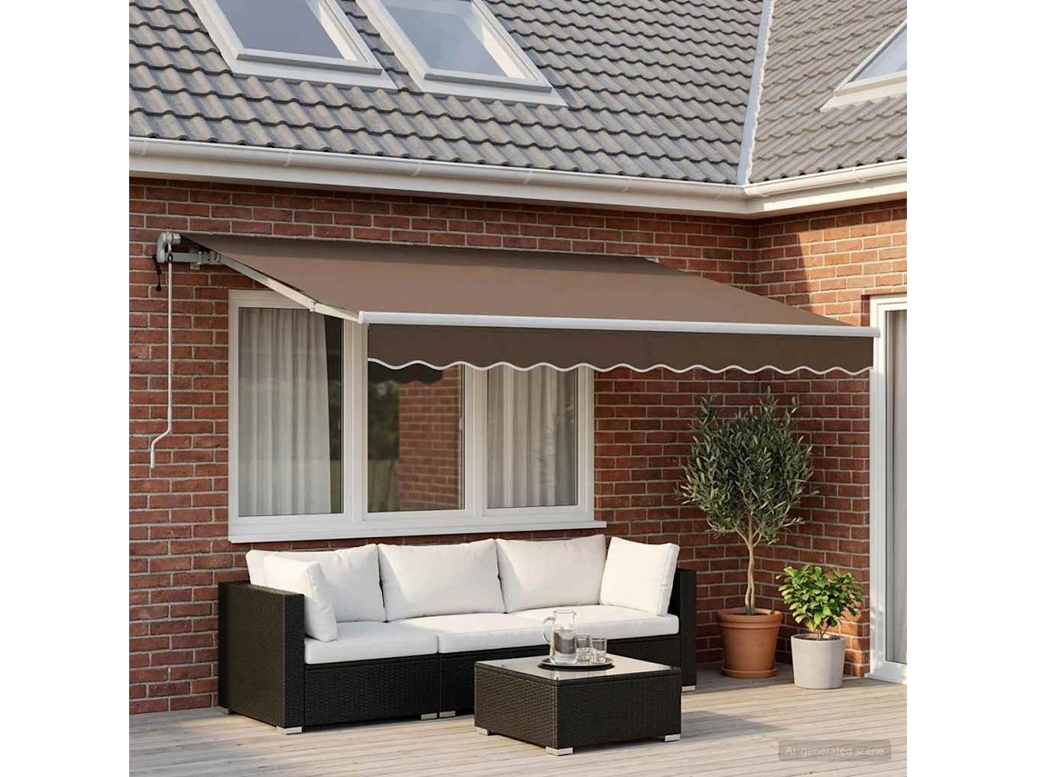 Vidaxl Toldo Retrátil Cinzento-acastanhado 3,5 X 2 M Tecido
