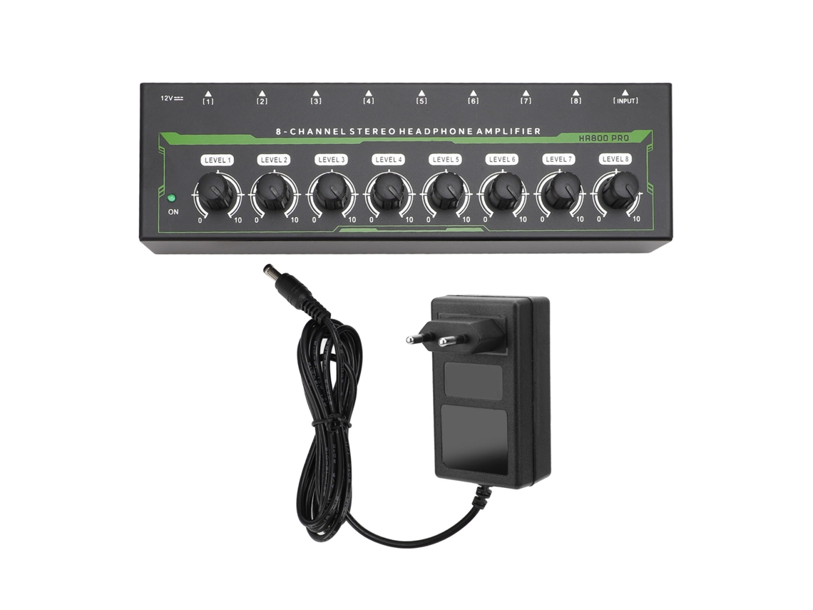 Aetheria amplificador de Fones de Ouvido 8 Canais com Controle de Volume e Luz Rgb Estéreo Eu Plug