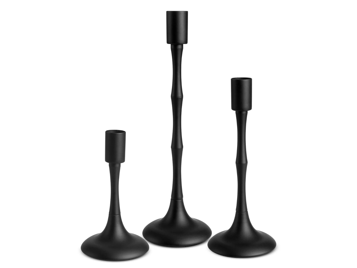 Conjunto De 3 Castiçais Cônicos De Metal Preto - Ideais Para Casamentos, Restaurantes E Decoração De Casa.