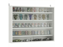Vitrine de parede em madeira com prateleiras ajustáveis e 2 portas de vidro deslizantes, 80x9,5x83 cm, branca PRIME KANG