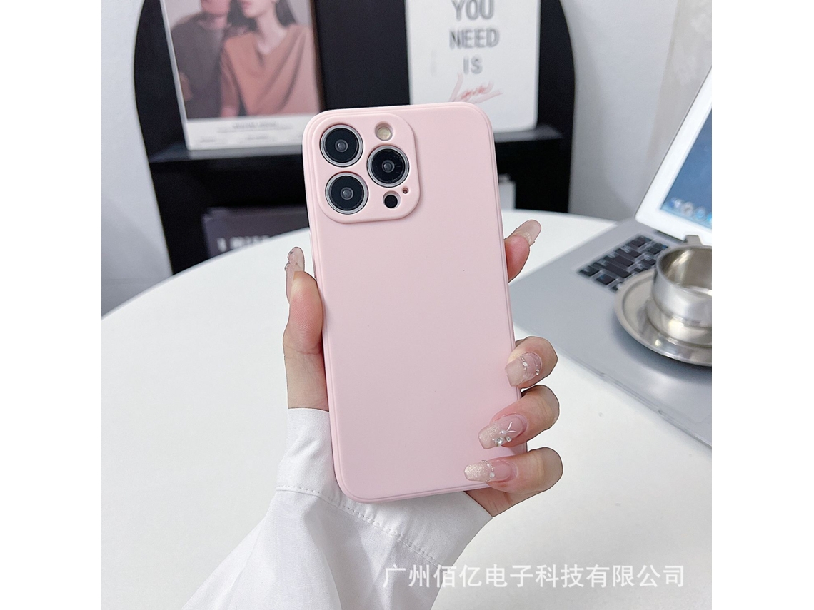 Capa Para Iphone 17 Em Tom Areia, Estilo Cubo Com Bordas Retas, Resistente A Impactos E Cor Sólida.