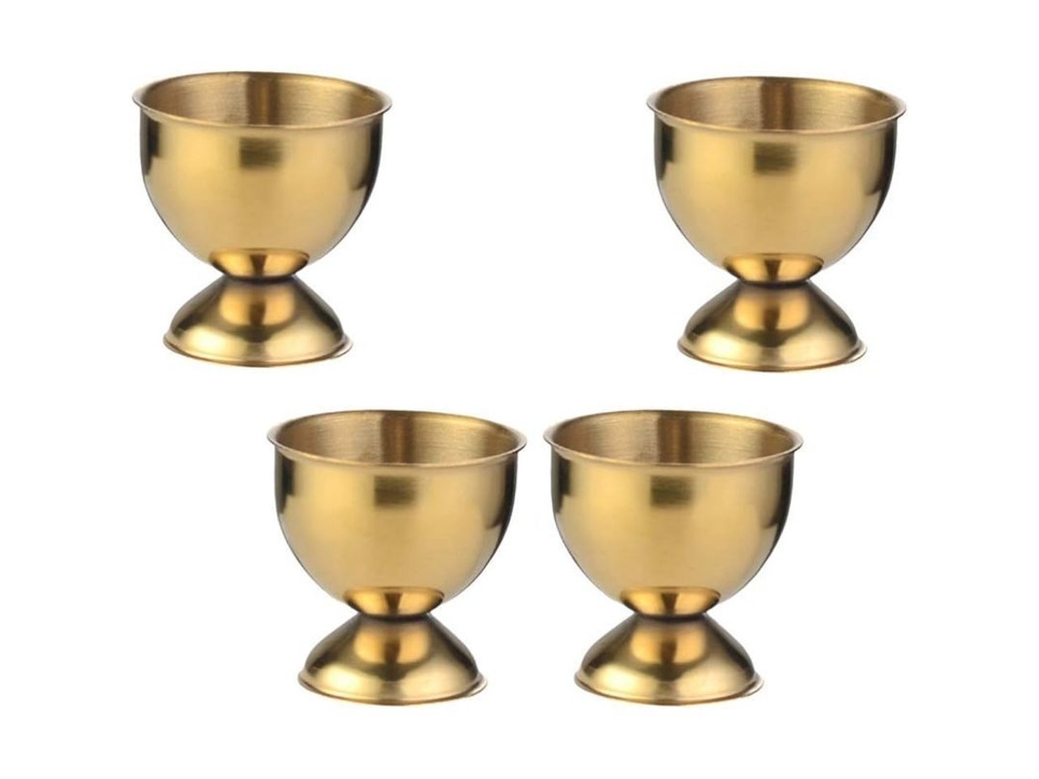 Nova Line conjunto de 4 Copos de Ovo em Aço Inox Dourado para Restaurante, Lar e Festas