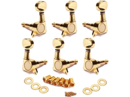 Conjunto De 6 Tarraxas De Guitarra Douradas Com Trava, Anéis Roscados