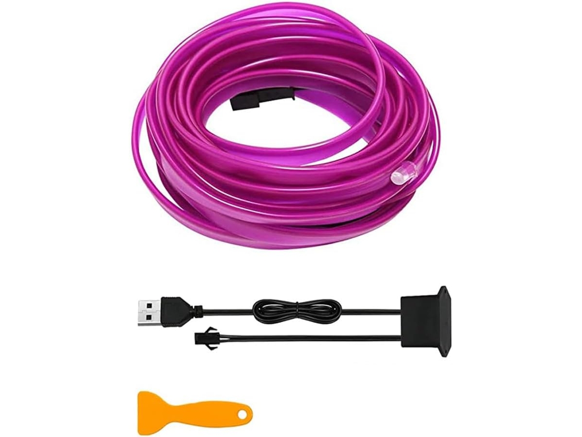 Fita De Led Automotiva 5v Com Interface Usb Interna Colorida