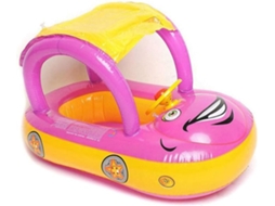 Boia Inflável para Piscina Infantil com Capota e Volante, Rosa. SIURN