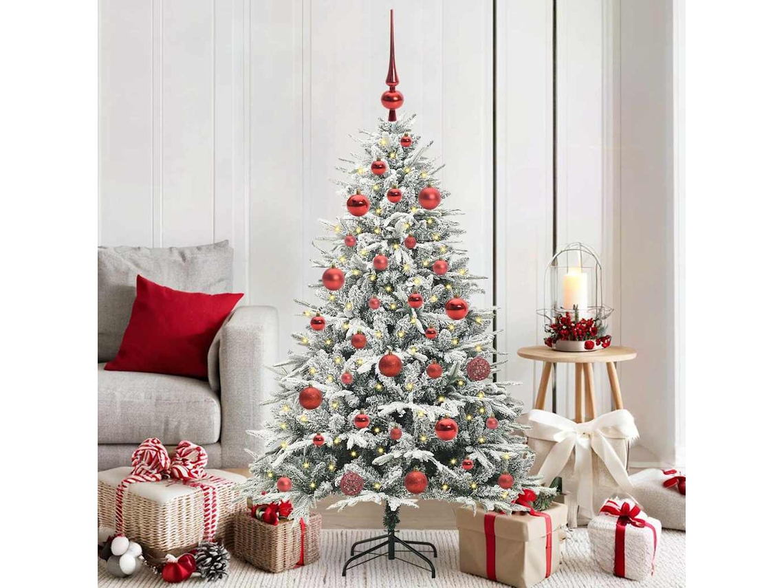 Vidaxl Árvore De Natal Artificial Pré-iluminada Com Conjunto De Bolas