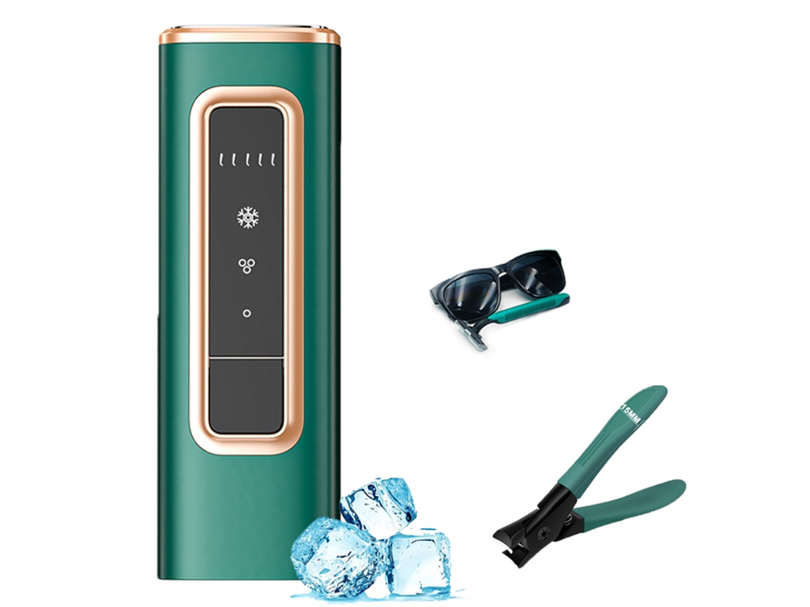 Depiladora Luz Pulsada YIZHOOD Ice-Cool 999999 Flash para Senhoras Aparador de Biquíni de Longa Duração para Mulheres Indolor Verde