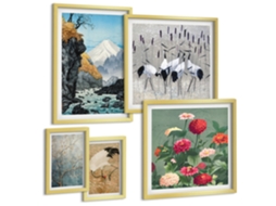 Conjunto De Pinturas Paisagens Da Natureza Com Flores Espelharte (5 Peças)