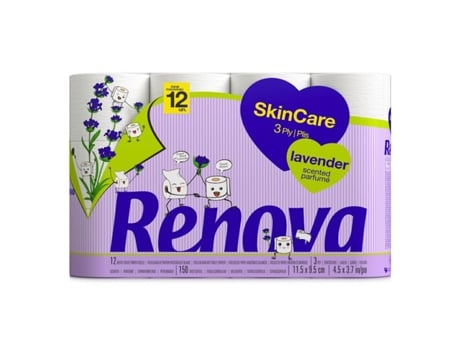 Papel Higiénico Renova Skin Care Lavanda 12Rl