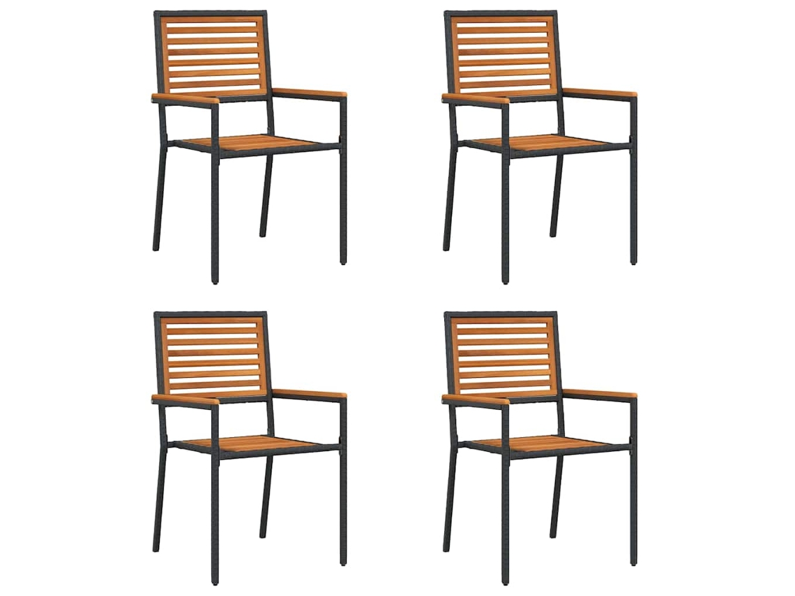 Conjunto 4 Assentos De Jardim Vidaxl Castanho Madeira De Acácia Maciça (54 X 56 X 90 Cm)