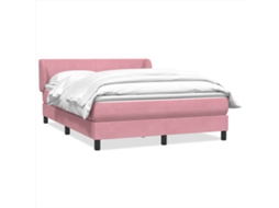 Vidaxl Cama Com Molas/colchão 140x210 Cm Veludo Rosa