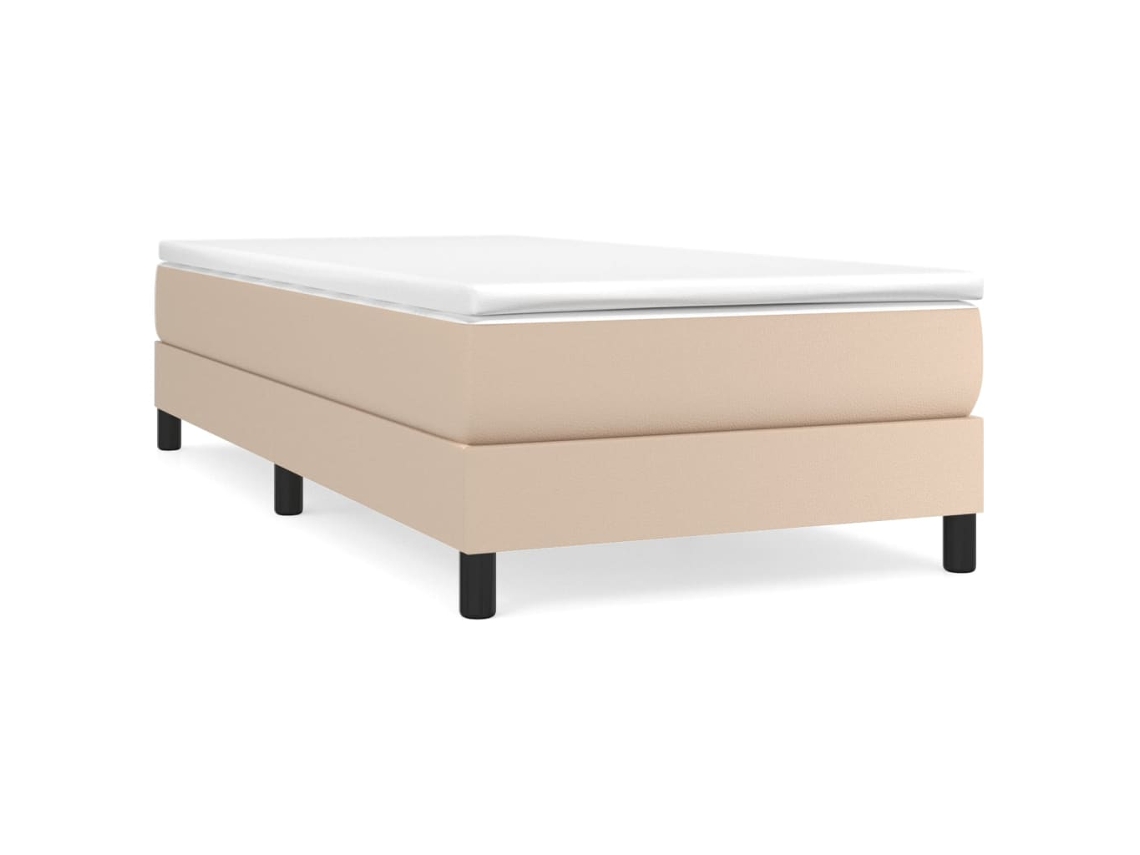 Cama com Molas Couro Artificial Cappuccino MAISON EXCLUSIVE 90x200 cm