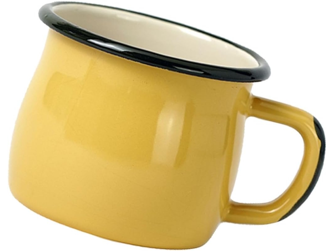 Caneca De Café Gatuida Em Esmalte Amarelo, Caneca Multifuncional Prática