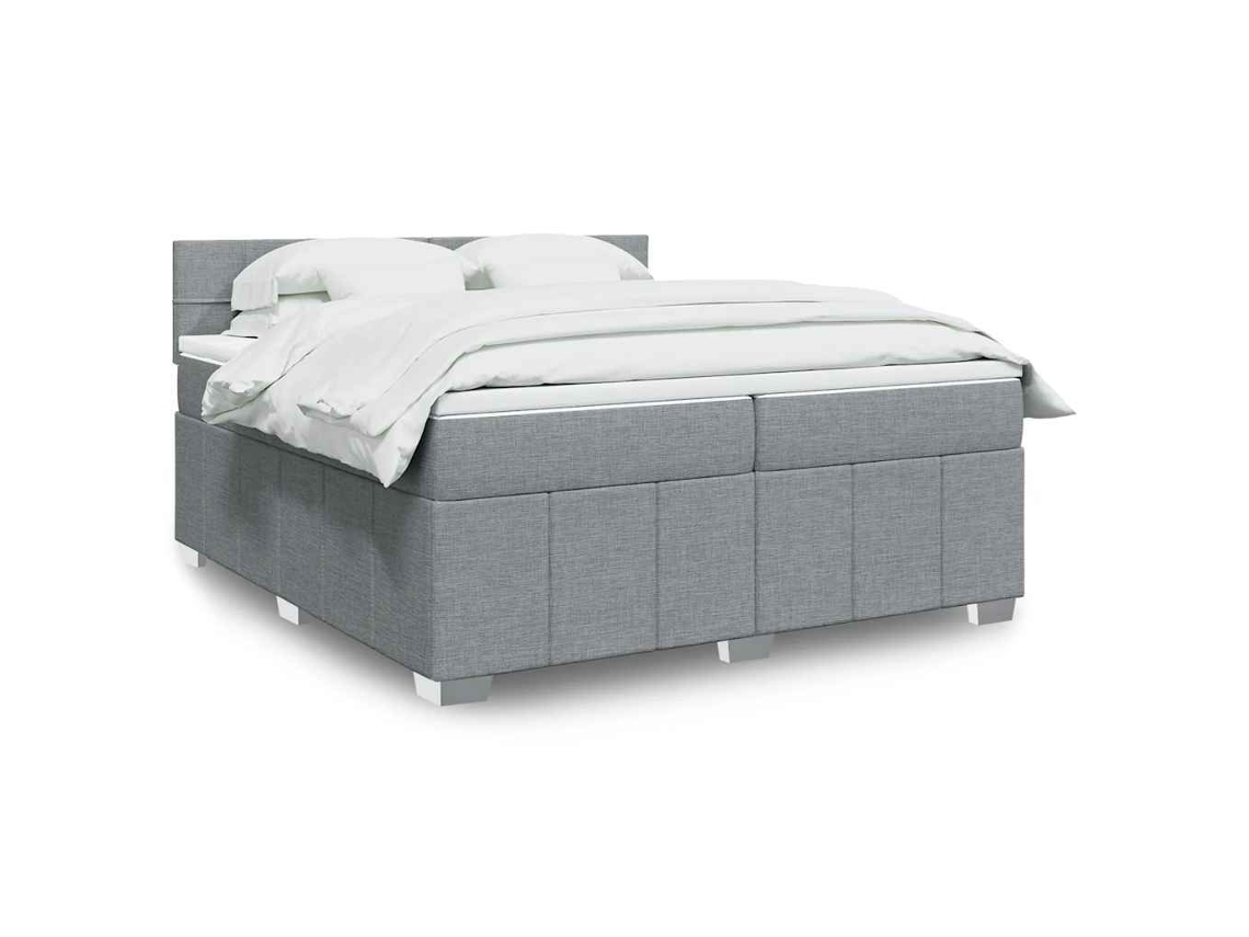 Vidaxl Cama Com Molas/colchão 200x200 Cm Tecido Cinza-claro