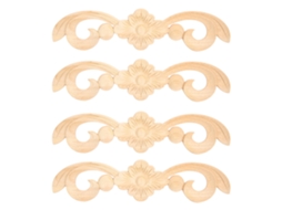 4pcs Aplicação em Madeira Decorativa 25x6cm Escultura Clássica para Móveis Casa