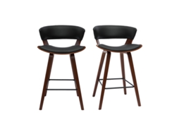 Conjunto de 2 bancos de cozinha design preto com madeira escura 65 cm Syrah MILIBOO