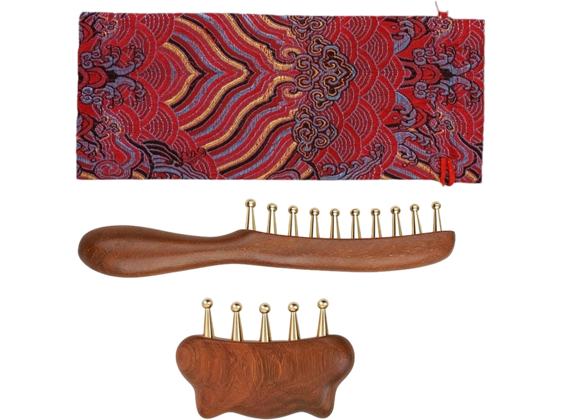 Conjunto De 2 Escovas Cabelo Relaxantes Massageador Couro Cabeludo Madeira Para Homens E Mulheres Cabelos Cacheados