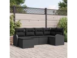 Vidaxl Conjunto De Sofás 6 Unid. Preto Vime Pe