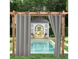 Cortina Blackout Térmica, Para Varanda E Jardim, Ilhós, Privacidade, Proteção Uv, Resistente Vento, 2 Peças, 132 X 213 Cm, Cinza Claro
