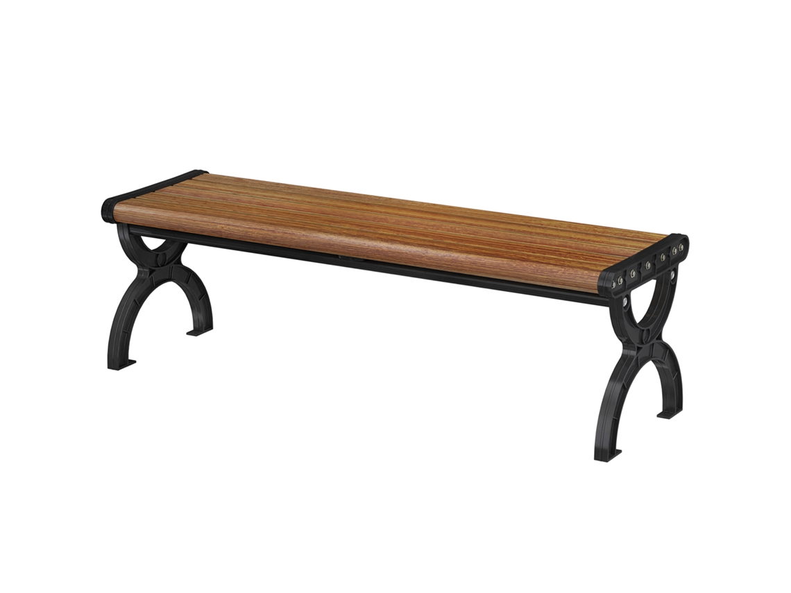 Banco externo BTFORUS de metal para 2 lugares, 124x39x39 cm, cor madeira e preto