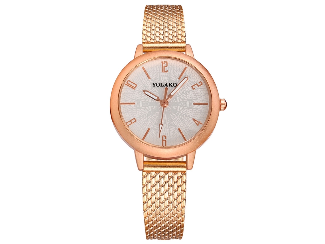 Relógio de Pulso Feminino Casual de Quartzo com Mostrador Redondo e Pulseira de Plástico Branco