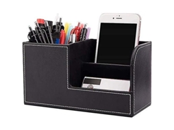 Caja De Armazenamento De Escritório, Portaminas Multifuncional, Suportes De Couro Pu Preto Estilo Para Escritório