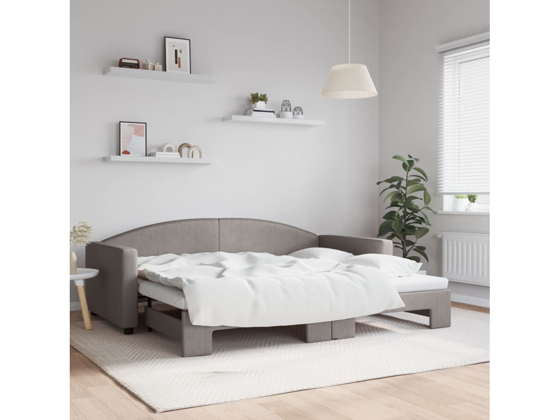 Sofá Cama De Solteiro Gavetão Lovely Home Madeira Tecido Cinzento (90x200)