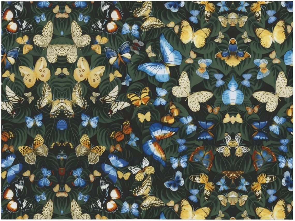 Colcha de Flanela Macia e Aconchegante com Estampa Colorida Borboletas Folhas Verdes 127 X 101 Cm, Macio, Qu