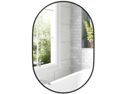 Espelho Oval Parede, Moldura Alumínio, Vertical ou Horizontal, 60x90cm, Preto | E-TOWN COMMERCE GMBH