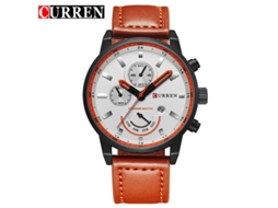 Relógio Masculino Casual MDUG, com pulseira de couro, à prova d'água, multifuncional