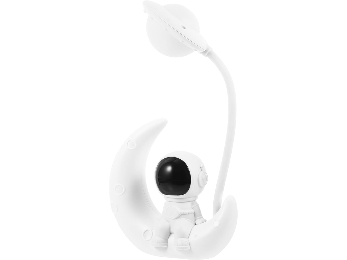 Lanterna USB em formato de astronauta, luz noturna LED branca em plástico.