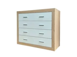 Cômoda Kiara com 4 Gavetas Carvalho e Branco 98X82Cm SALDOSYSTOCKS