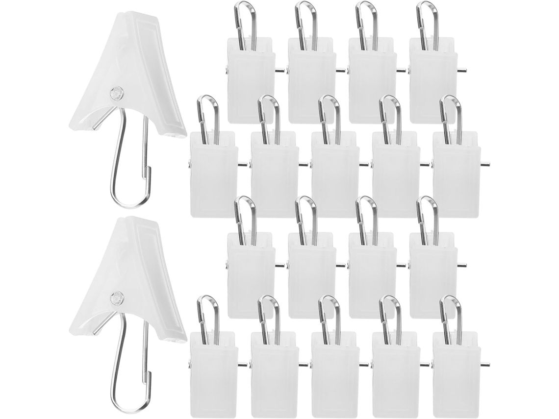 Housoutil 20-presilhas Para Cortina Com Ganchos De Plástico Branco, Presilhas Pequenas Para Segurar Cortinas Ou Lençóis