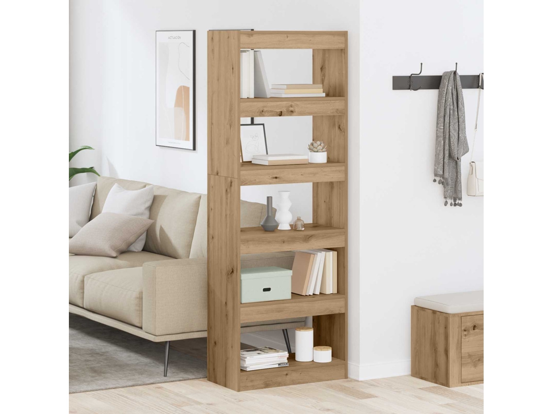 Vidaxl Gabinete De Livros 5 Níveis 60 X 30 X 166 Cm Carvalho Artisiano