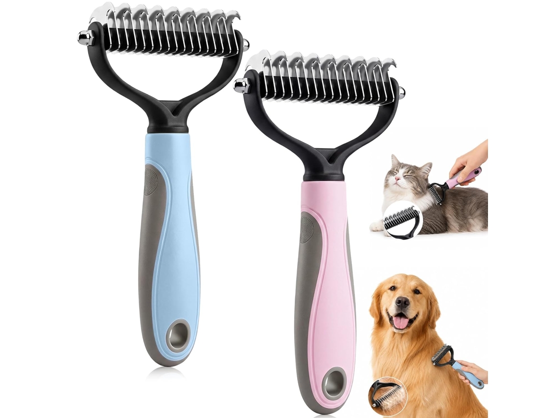 Escova Dupla Face Removedor Pelos Pet Azul