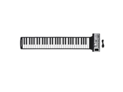 Teclado de piano portátil enrolável 2026 com 61 teclas de silicone e piano alto integrado para crianças e adultos.