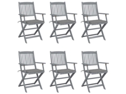 Cadeiras Dobráveis Externas C/ Almofadões 6 Pcs Acácia Maciça Dkd Home Decor