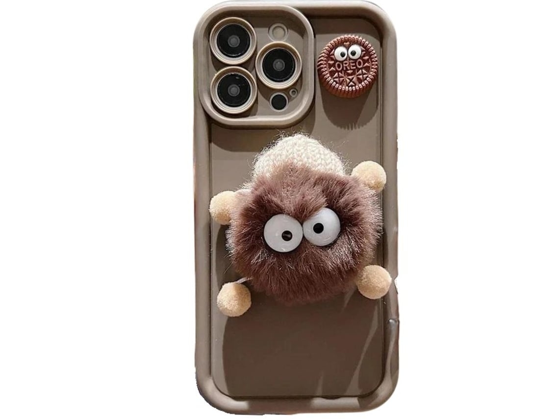 Capa Peluche para iPhone 13 pro max VEANXIN Castanho