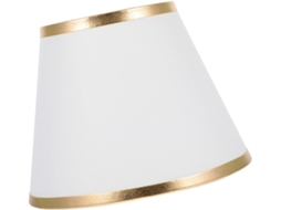 Abajur De Tecido Branco Com Detalhes Dourados, Leve, Para Lâmpada De Mesa E14.