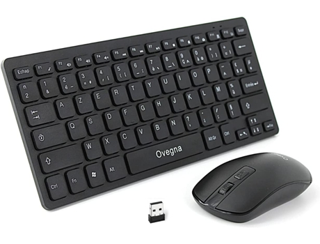 Conjunto de Teclado e Rato Sem Fios Sem Fios 2.4Ghz Compacto e Portátil Azerty para Pc Mini Pc Mac Smarttv Raspberry Portátil And OVEGNA T5