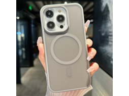 Capa Transparente Híbrida Para Iphone 15 Pro - Tpu E Pc Com Magsafe - Cinza