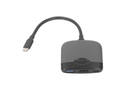 Ats adaptador Usb C para Hdmi, Hub 3 em 1, Estação de Docking Type C, 55w Pd, Usb3.0, para Console, Notebook, Tablet Android, Preto Cinza