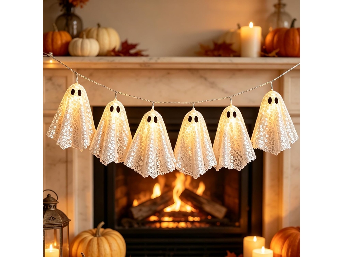 Luzes De Halloween Em Cordão, 2m 10 Leds Decoração Fantasma