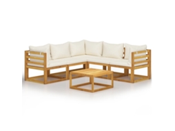 Maison Exclusive - 6 Pcs Conjunto Lounge Jardim C/ Almofadões Acácia Maciça Creme