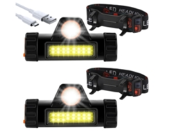 Tocha De Cabeça Recarregável Tocha De Cabeça Led Farol À Prova Dágua Para Camping/pesca/caminhada/leitura/caminhada De Cachorro Preto Yunzii